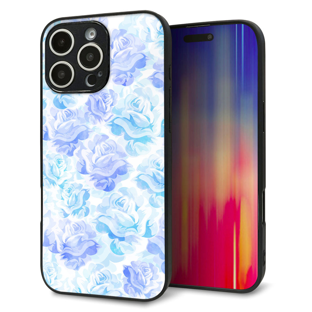 iPhone16 Pro Max 強化ガラス＆TPUスマホケース ガラプリ【SC927 ローズ ブルー】