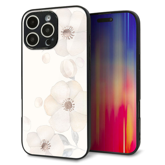 iPhone16 Pro Max 強化ガラス＆TPUスマホケース ガラプリ【SC952 ドゥ・フルール（セピア）】