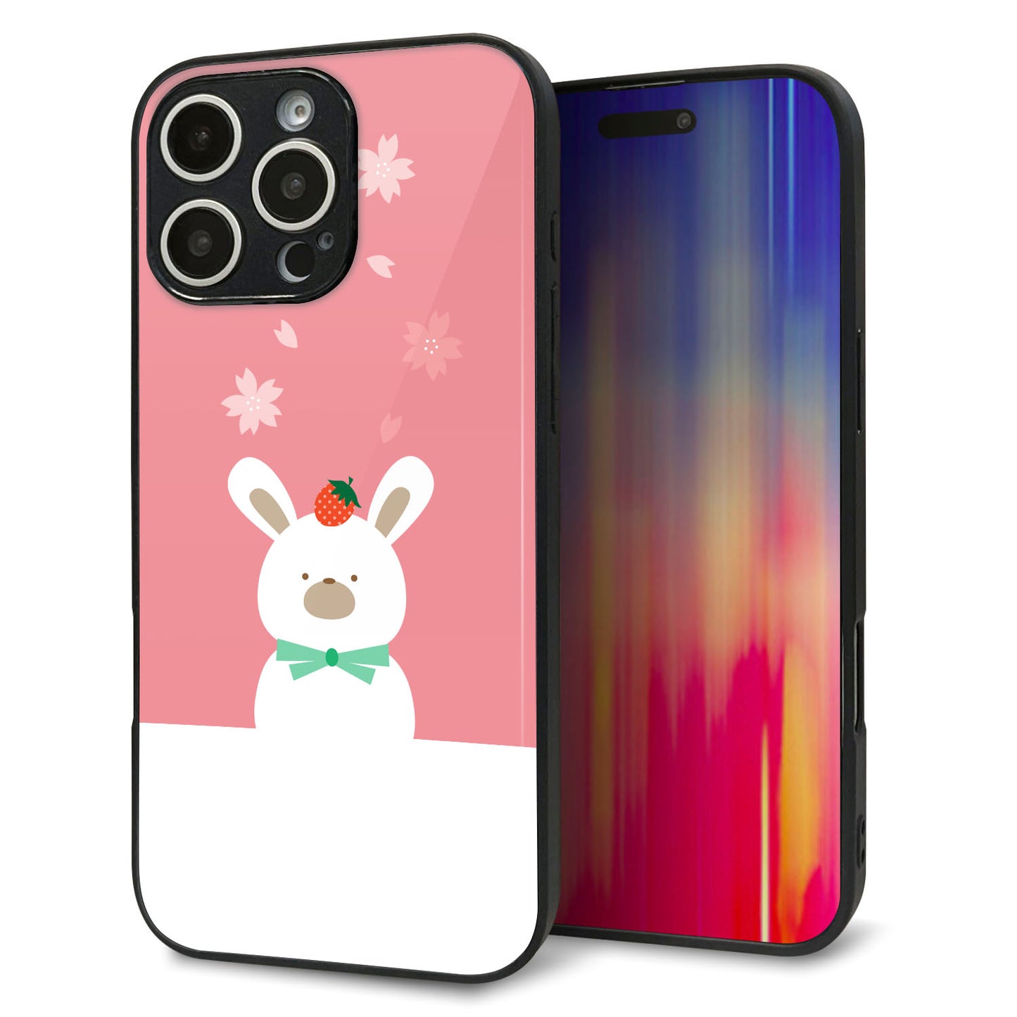 iPhone16 Pro Max 強化ガラス＆TPUスマホケース ガラプリ【TA016 春うさぎ】