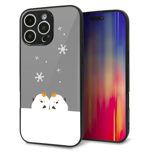 iPhone16 Pro Max 強化ガラス＆TPUスマホケース ガラプリ【TA019 冬シマエナガ】