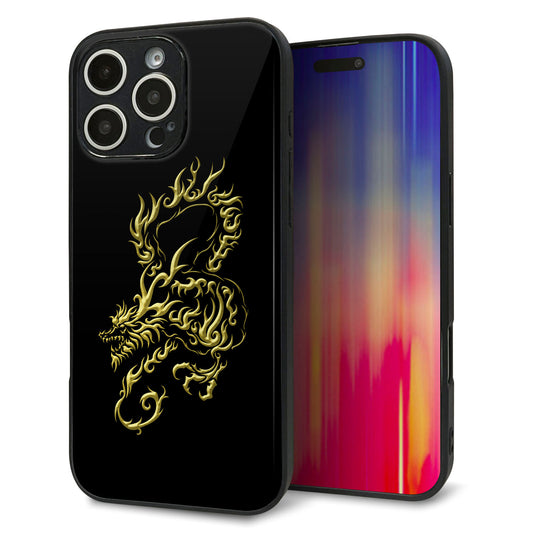 iPhone16 Pro Max 強化ガラス＆TPUスマホケース ガラプリ【VA831 闇と龍】