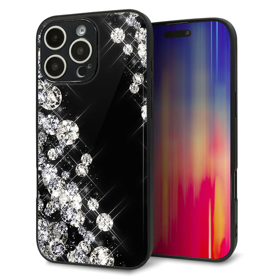iPhone16 Pro Max 強化ガラス＆TPUスマホケース ガラプリ【VA871 ダイヤモンドフレーム】