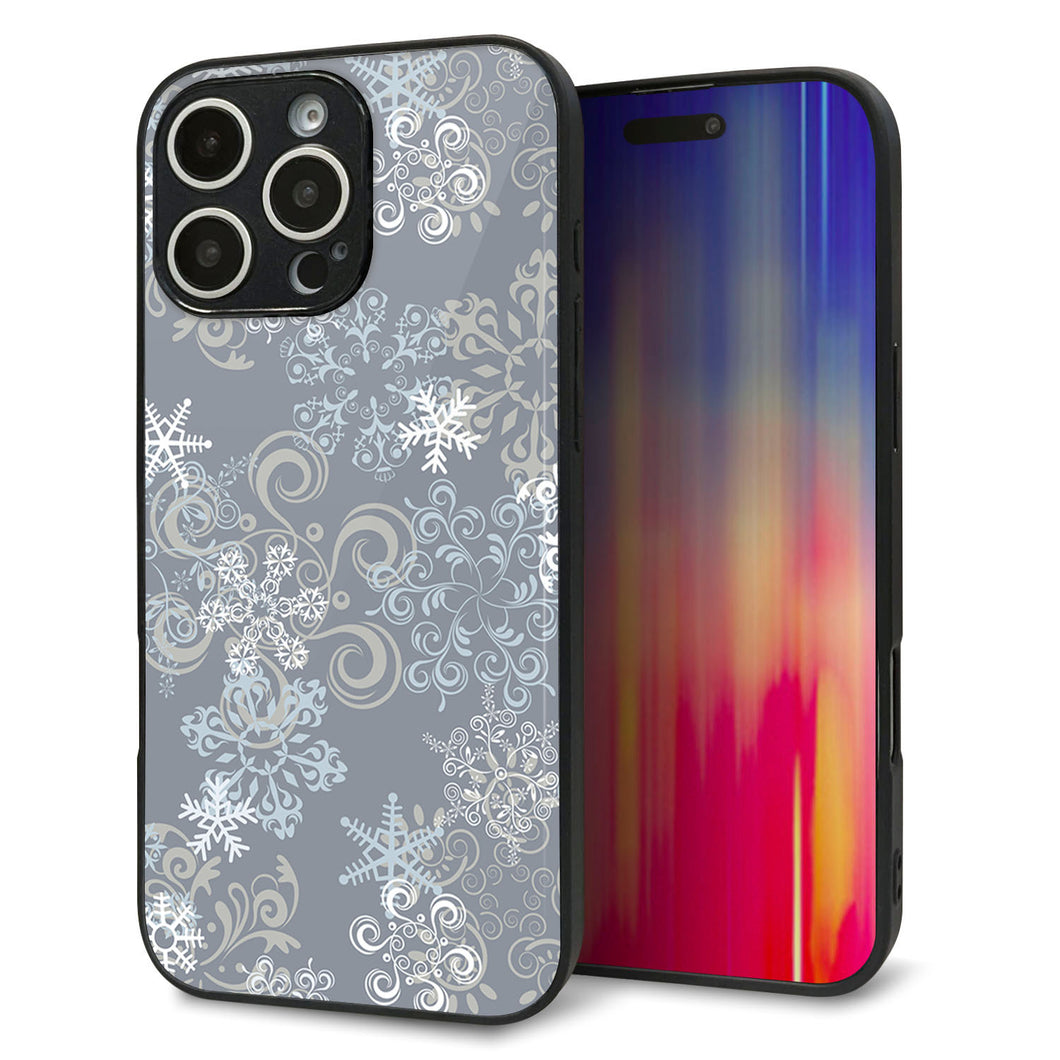 iPhone16 Pro Max 強化ガラス＆TPUスマホケース ガラプリ【XA801 雪の結晶】