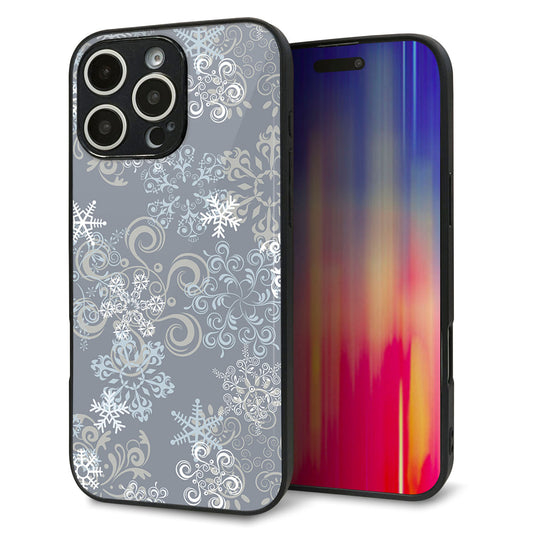iPhone16 Pro Max 強化ガラス＆TPUスマホケース ガラプリ【XA801 雪の結晶】