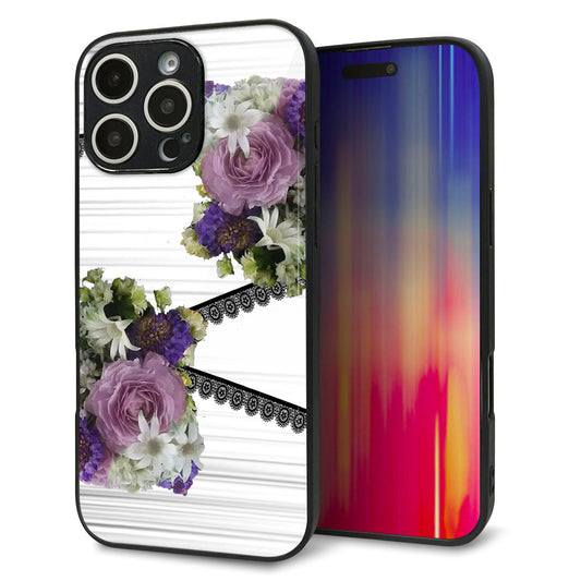 iPhone16 Pro Max 強化ガラス＆TPUスマホケース ガラプリ【YI888 フラワー９】