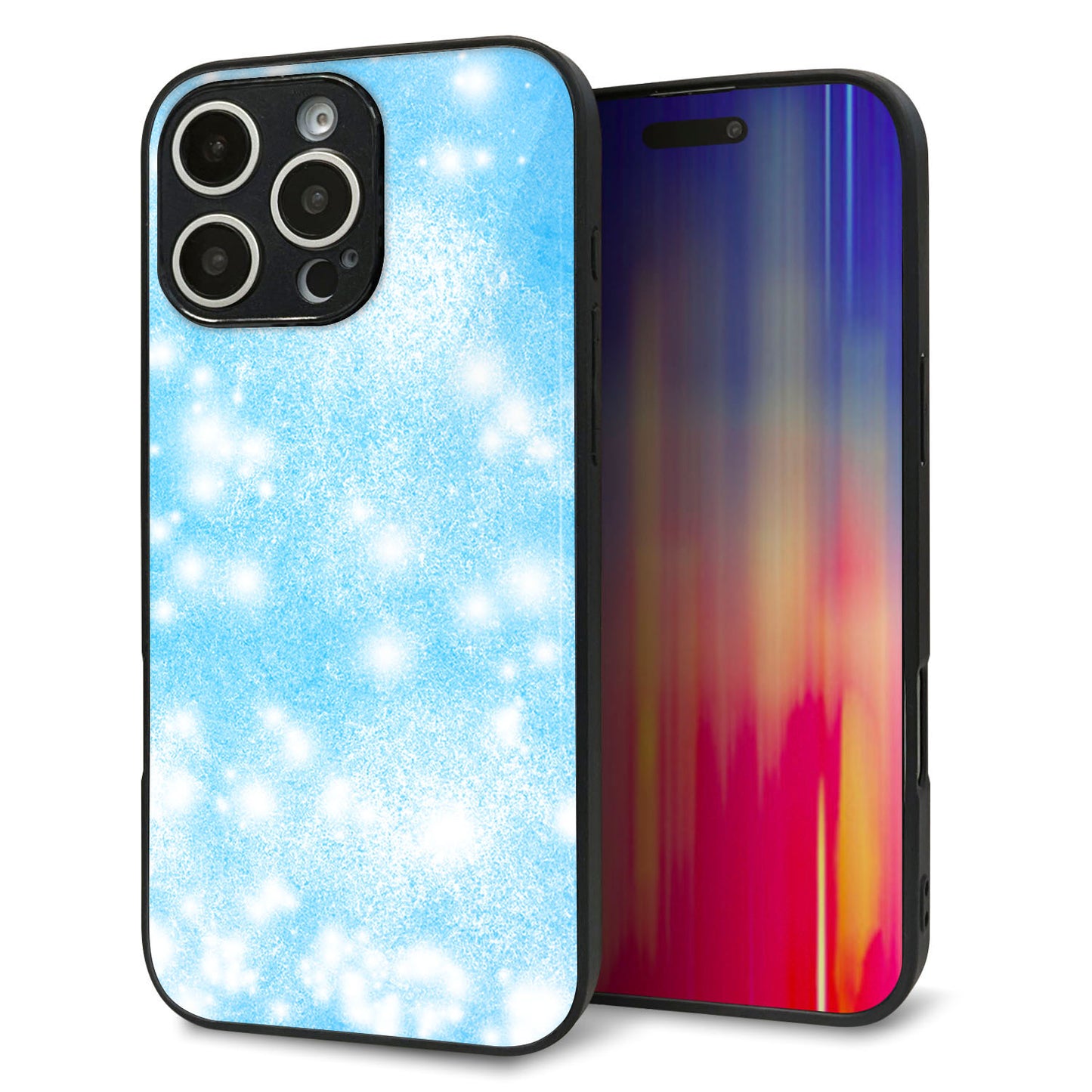 iPhone16 Pro Max 強化ガラス＆TPUスマホケース ガラプリ【YJ289 デザインブルー】