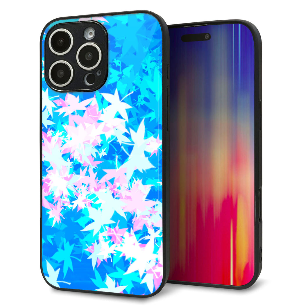 iPhone16 Pro Max 強化ガラス＆TPUスマホケース ガラプリ【YJ290 デザインもみじ】