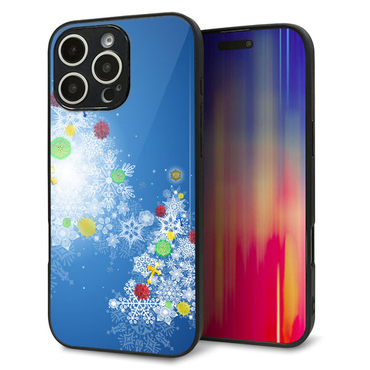 iPhone16 Pro Max 強化ガラス＆TPUスマホケース ガラプリ【YJ347 クリスマスツリー】