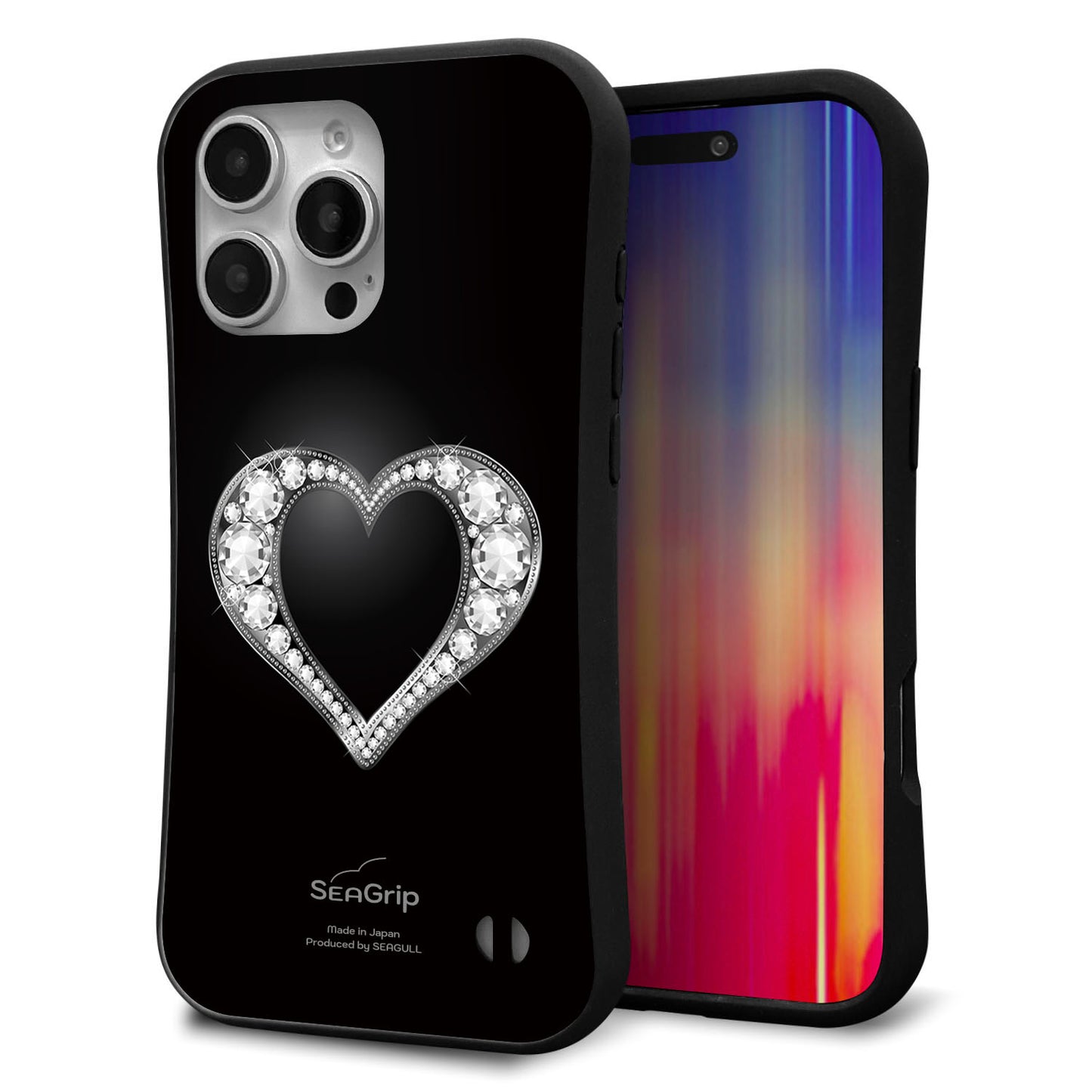 iPhone16 Pro Max スマホケース 「SEA Grip」 グリップケース Sライン 【041 ゴージャスハート】 UV印刷