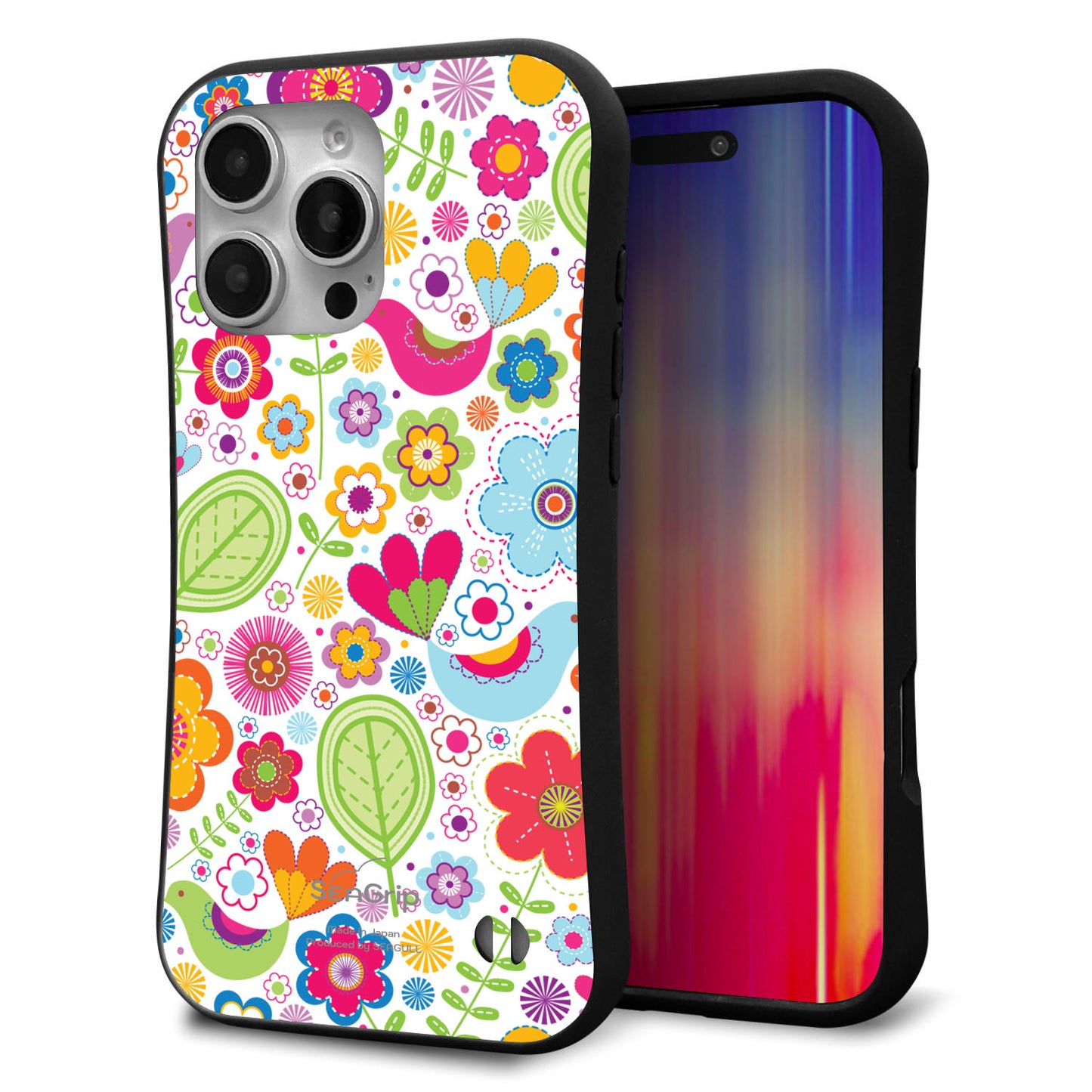 iPhone16 Pro Max スマホケース 「SEA Grip」 グリップケース Sライン 【477 幸せな絵】 UV印刷