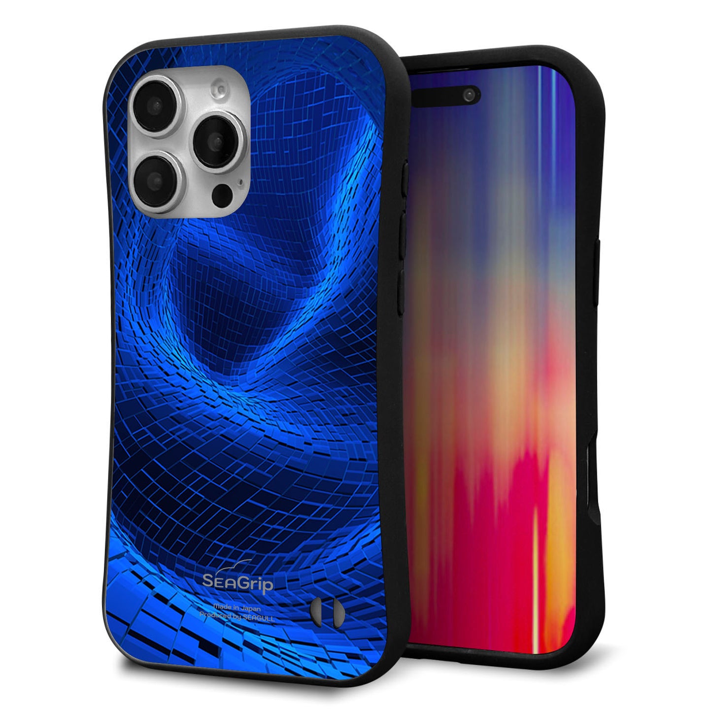 iPhone16 Pro Max スマホケース 「SEA Grip」 グリップケース Sライン 【1302 ワープブルー】 UV印刷