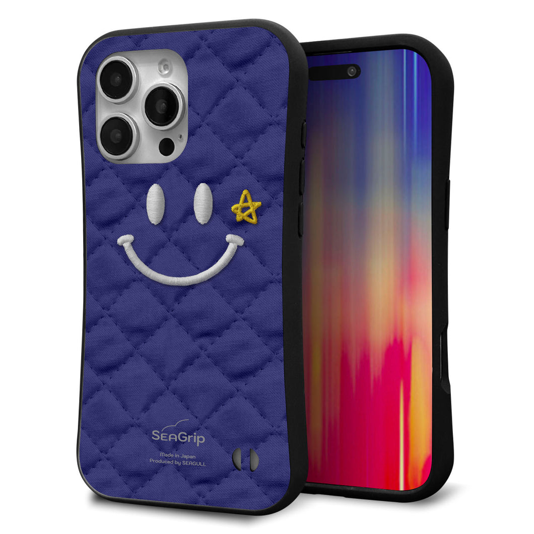 iPhone16 Pro Max スマホケース 「SEA Grip」 グリップケース Sライン 【KM935 スマイル スター ブルー 】 UV印刷