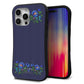 iPhone16 Pro Max スマホケース 「SEA Grip」 グリップケース Sライン 【KM944 花刺繍風 ブルーフラワー オフホワイト 】 UV印刷