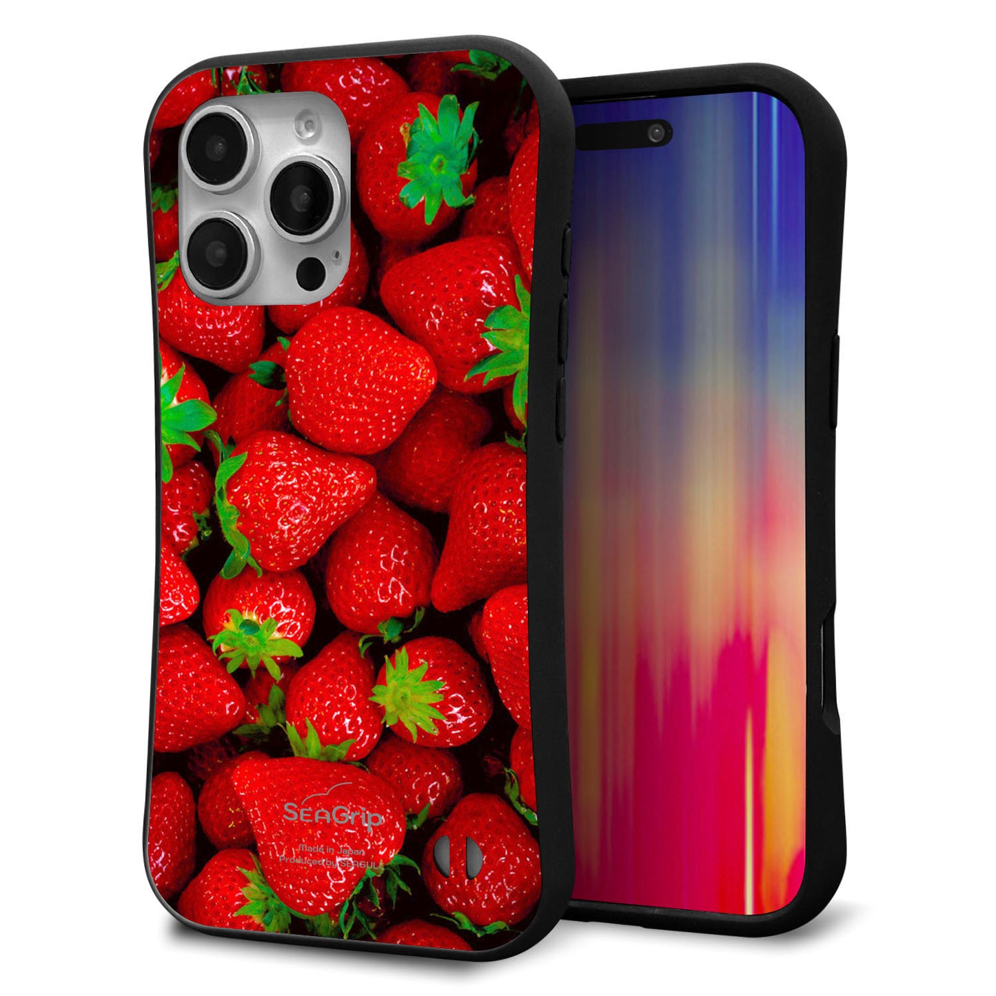 iPhone16 Pro Max スマホケース 「SEA Grip」 グリップケース Sライン 【MA881 ストロベリー】 UV印刷