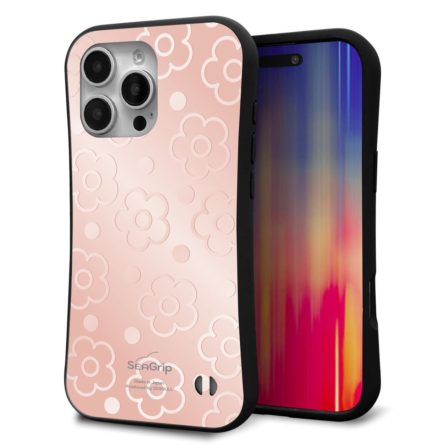 iPhone16 Pro Max スマホケース 「SEA Grip」 グリップケース Sライン 【SC843 エンボス風デイジーシンプル（ローズピンク）】 UV印刷