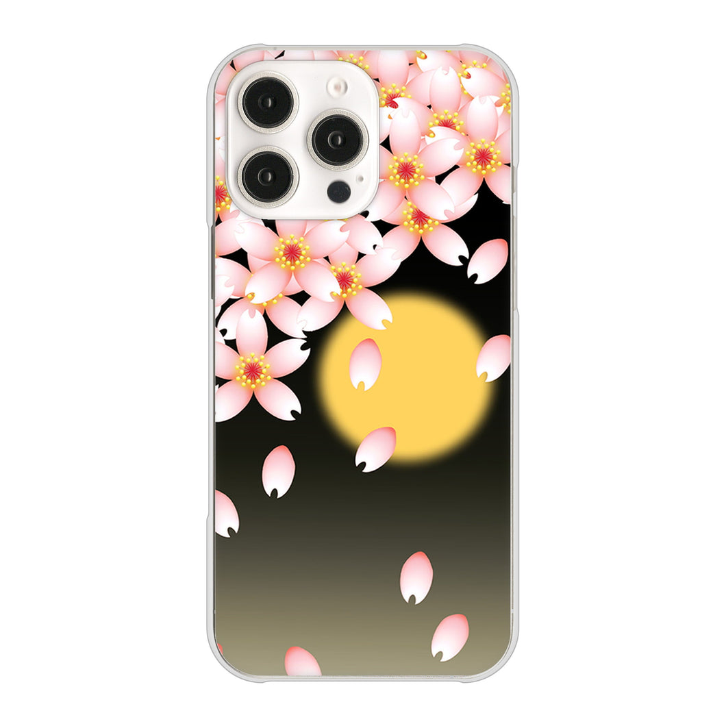 iPhone16 Pro Max 高画質仕上げ 背面印刷 ハードケース 【136 満月と夜桜】