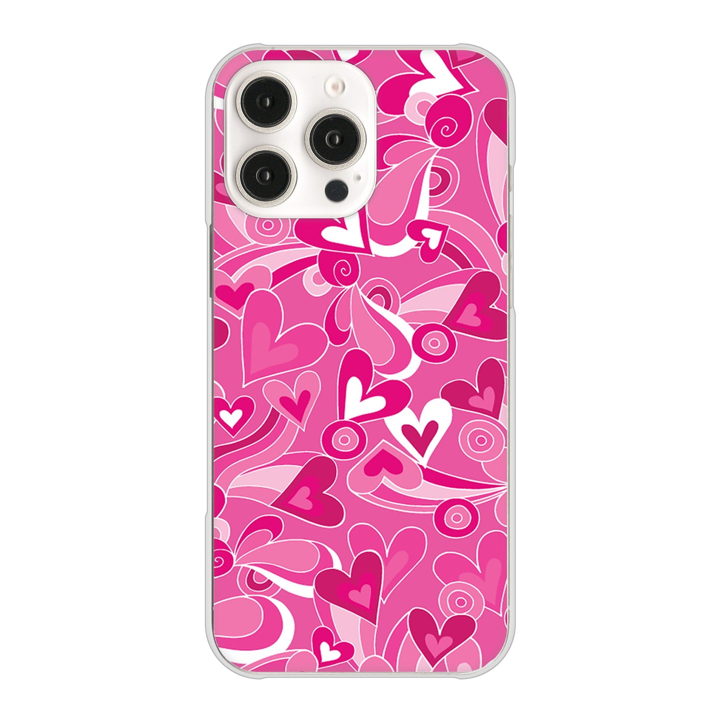 iPhone16 Pro Max 高画質仕上げ 背面印刷 ハードケースプリティハート