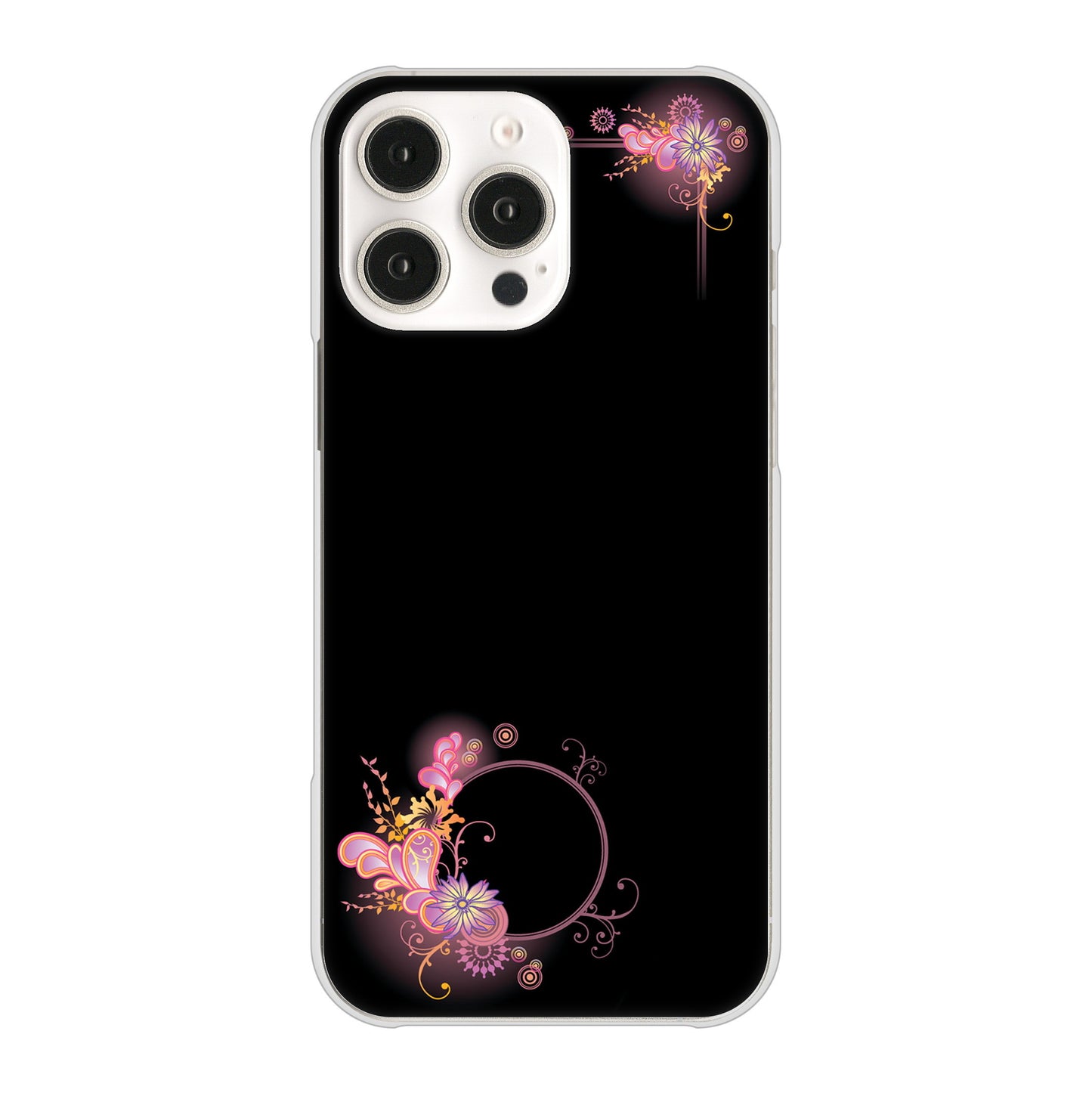 iPhone16 Pro Max 高画質仕上げ 背面印刷 ハードケース 【437 華のフレーム】