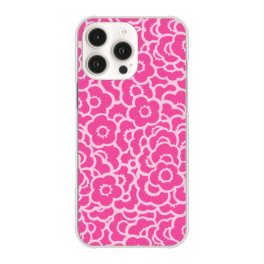 iPhone16 Pro Max 高画質仕上げ 背面印刷 ハードケース 【716 ピンクフラワー】
