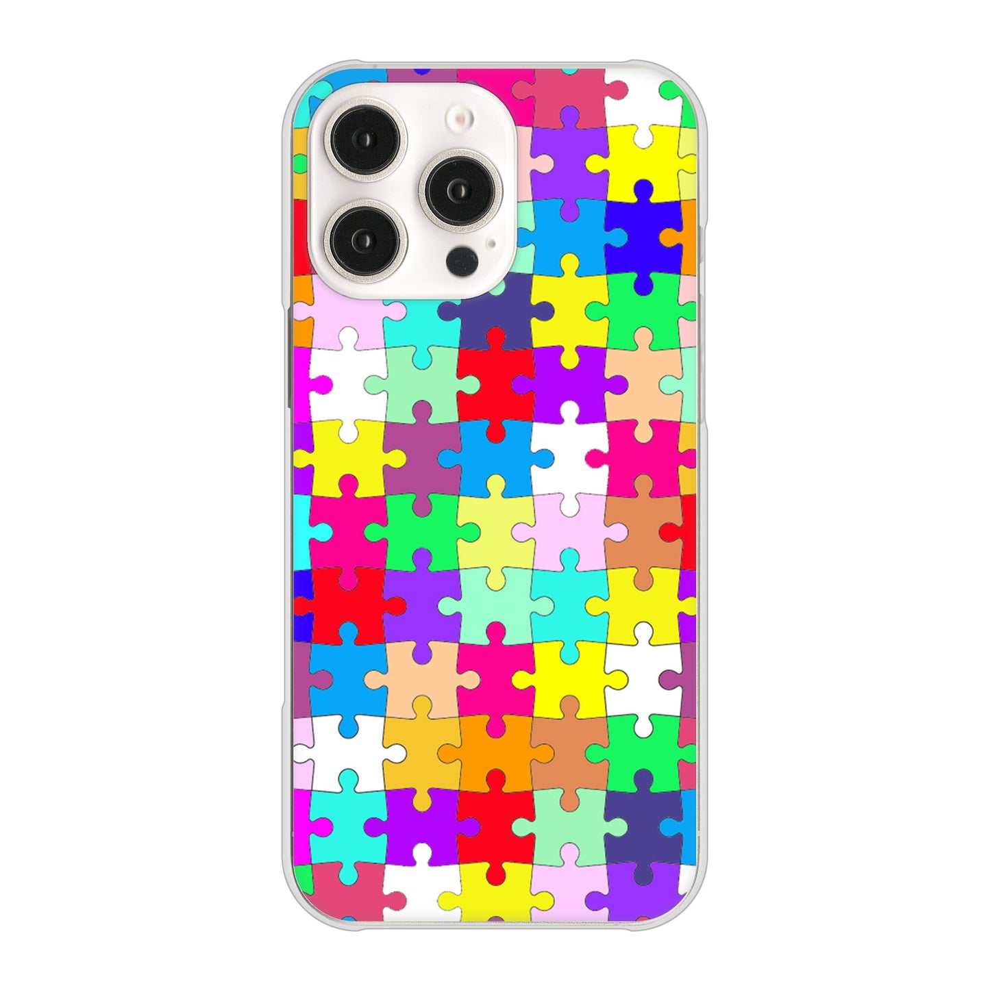 iPhone16 Pro Max 高画質仕上げ 背面印刷 ハードケース 【727 カラフルパズル】