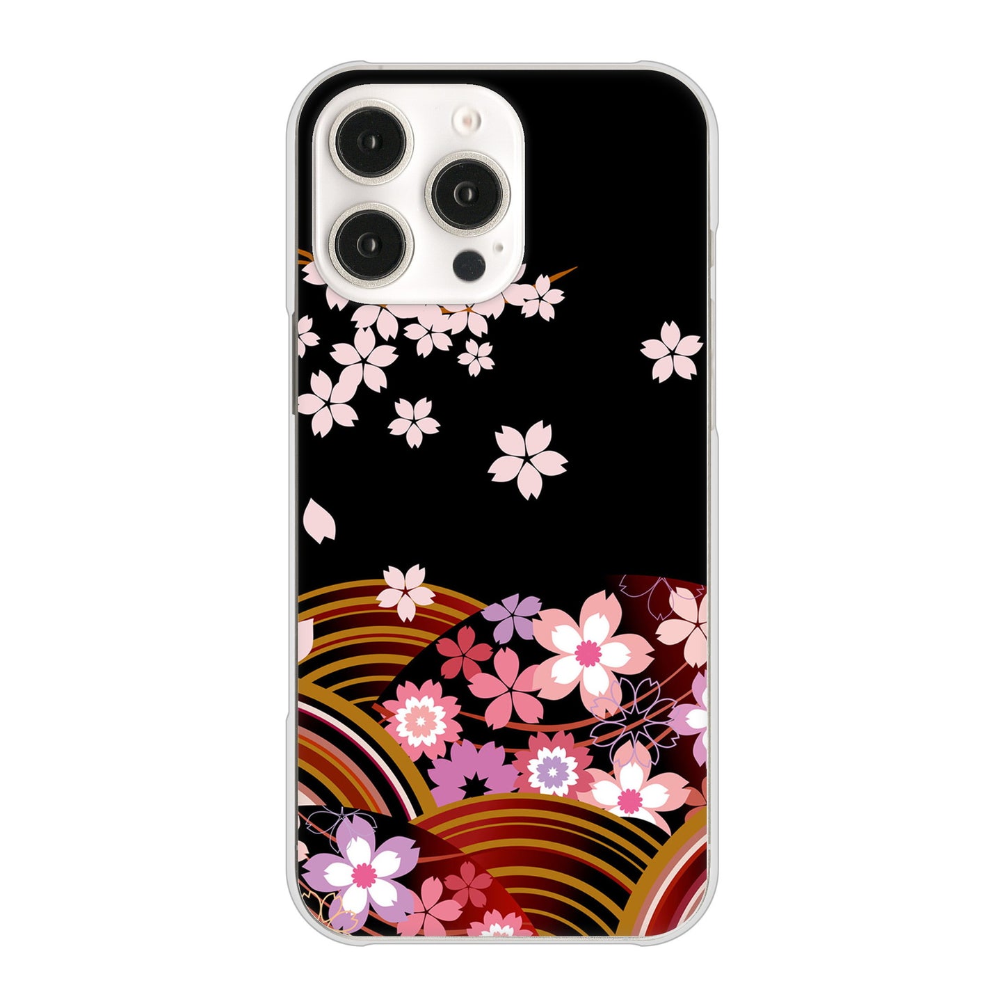 iPhone16 Pro Max 高画質仕上げ 背面印刷 ハードケース 【1237 和柄＆筆文字・夜桜の宴】