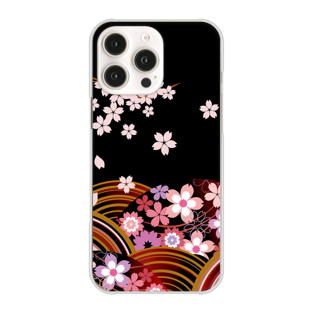 iPhone16 Pro Max 高画質仕上げ 背面印刷 ハードケース 【1237 和柄＆筆文字・夜桜の宴】