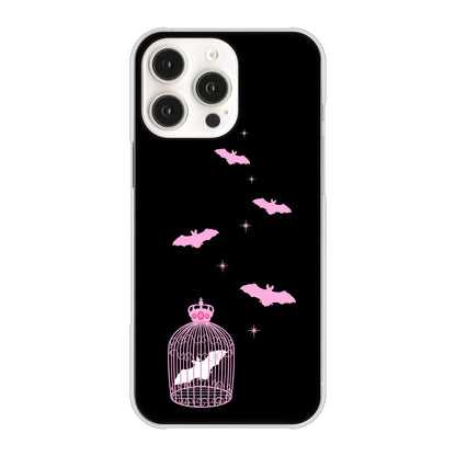 iPhone16 Pro Max 高画質仕上げ 背面印刷 ハードケースむかいあぐる こうもりの王冠鳥かご