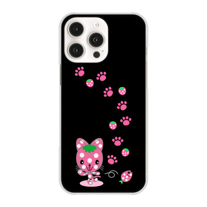 iPhone16 Pro Max 高画質仕上げ 背面印刷 ハードケースむかいあぐる イチゴ猫のにゃんベリー