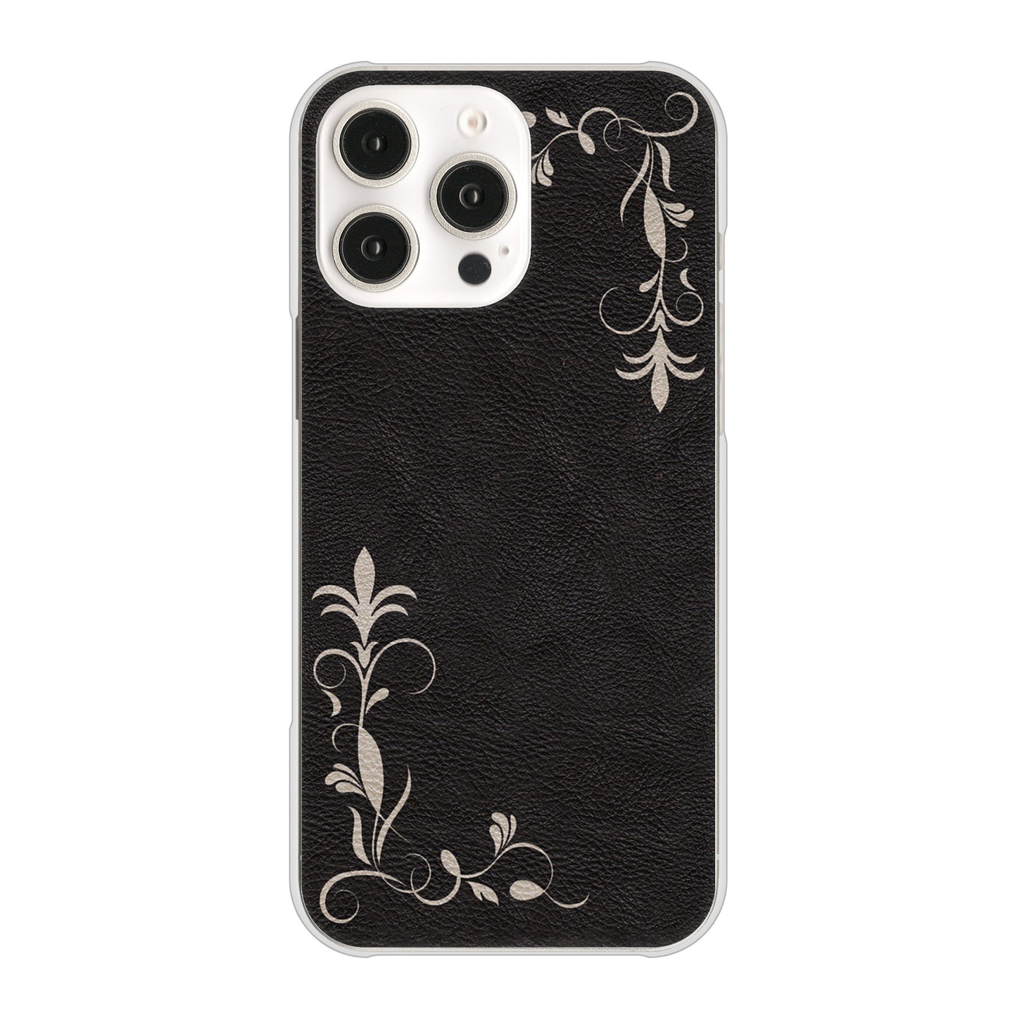 iPhone16 Pro Max 高画質仕上げ 背面印刷 ハードケース 【EK825 レザー風グラスフレーム】