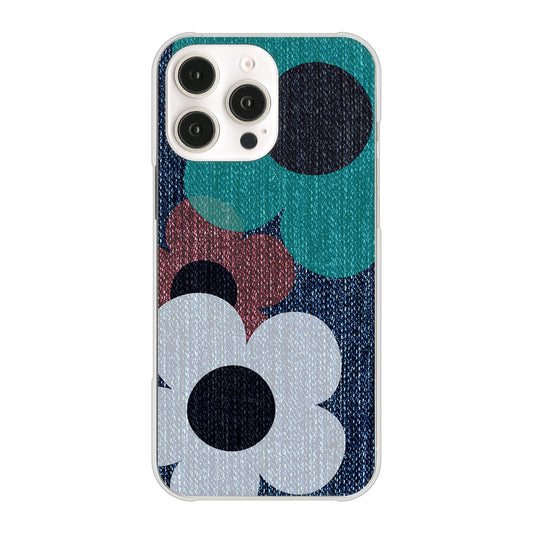 iPhone16 Pro Max 高画質仕上げ 背面印刷 ハードケース 【EK869 ルーズフラワーinデニム風】