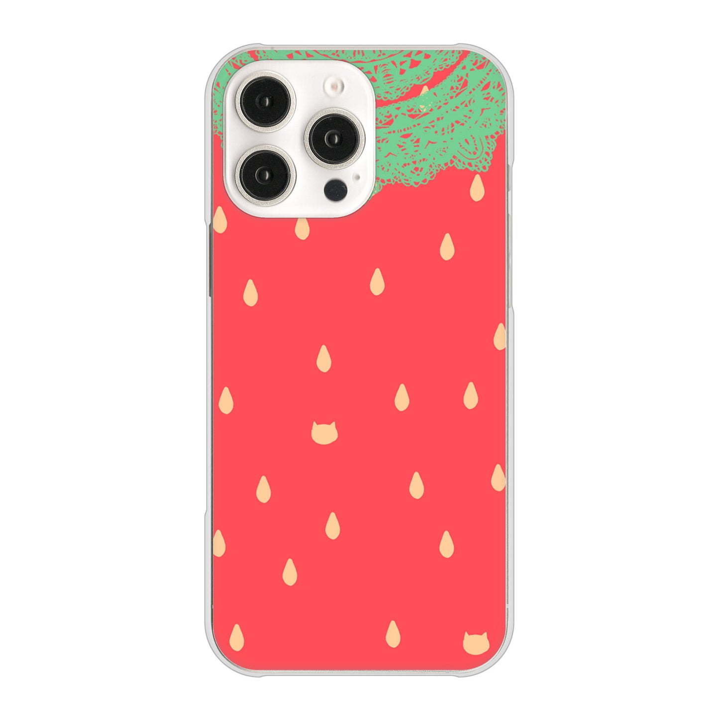 iPhone16 Pro Max 高画質仕上げ 背面印刷 ハードケース 【MI800 strawberry ストロベリー】