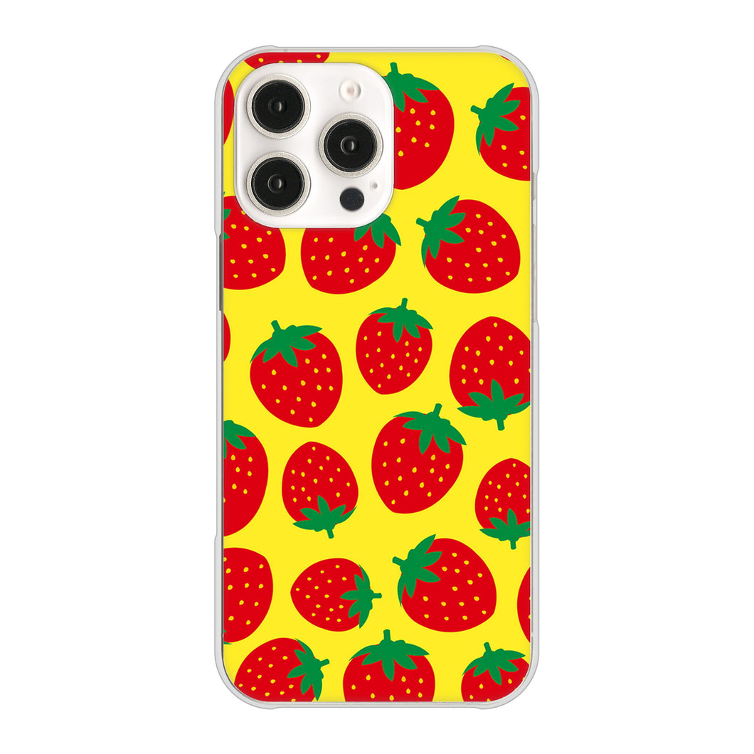 iPhone16 Pro Max 高画質仕上げ 背面印刷 ハードケース小さいイチゴ模様