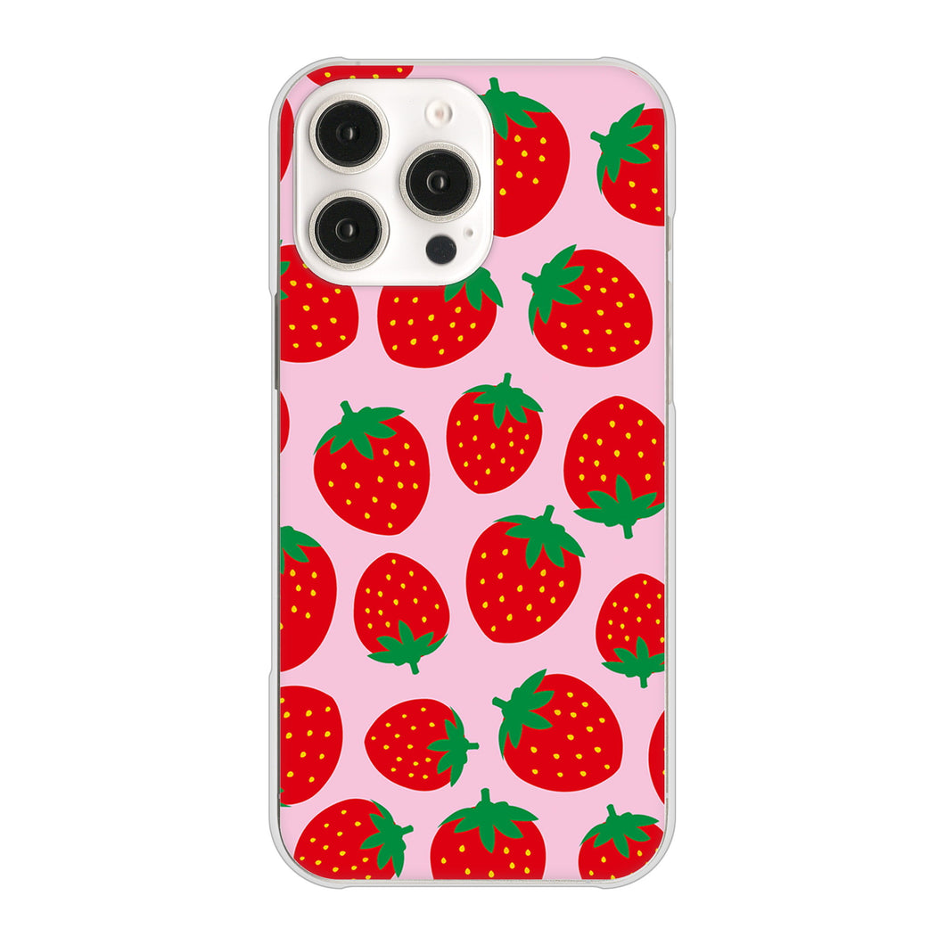 iPhone16 Pro Max 高画質仕上げ 背面印刷 ハードケース小さいイチゴ模様
