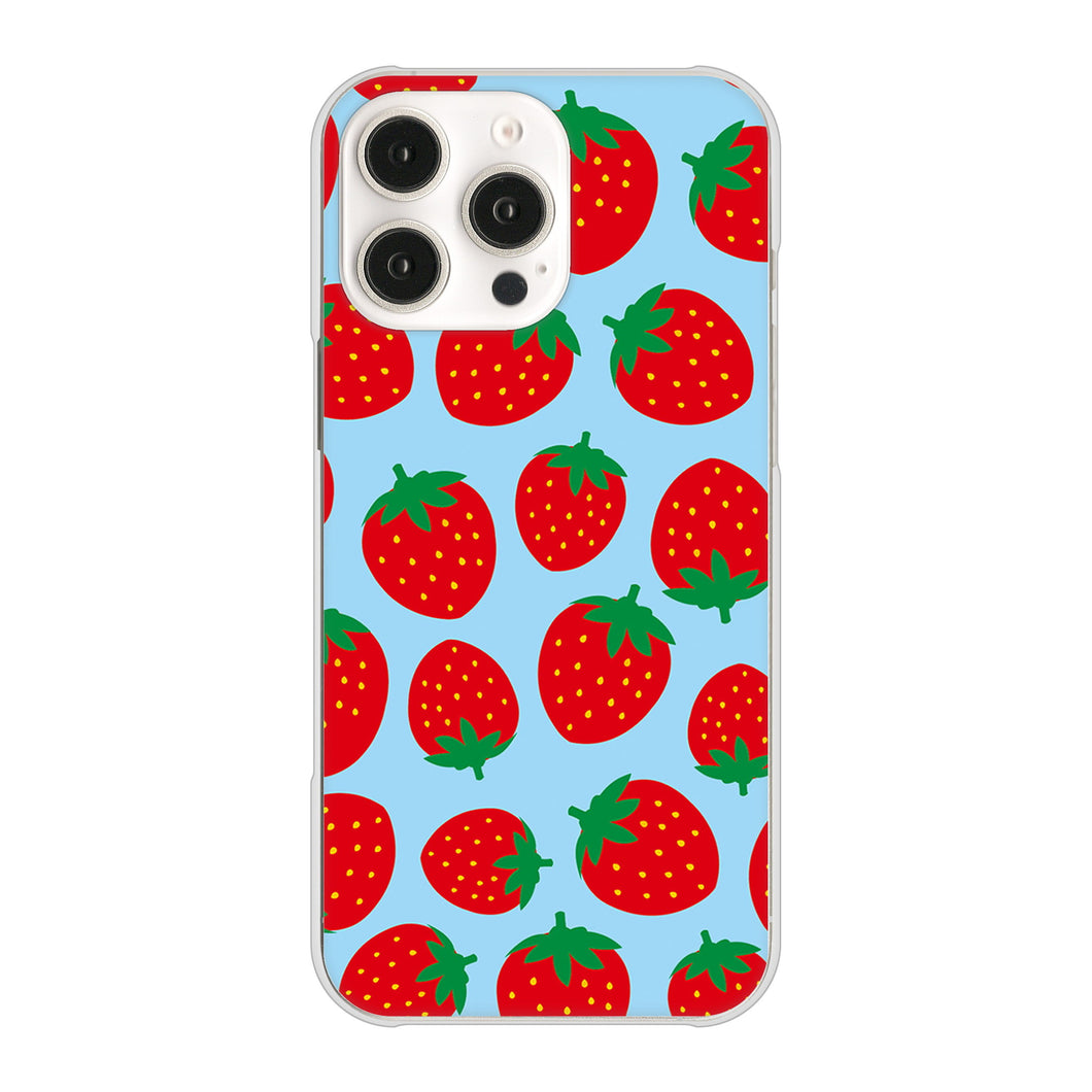 iPhone16 Pro Max 高画質仕上げ 背面印刷 ハードケース小さいイチゴ模様