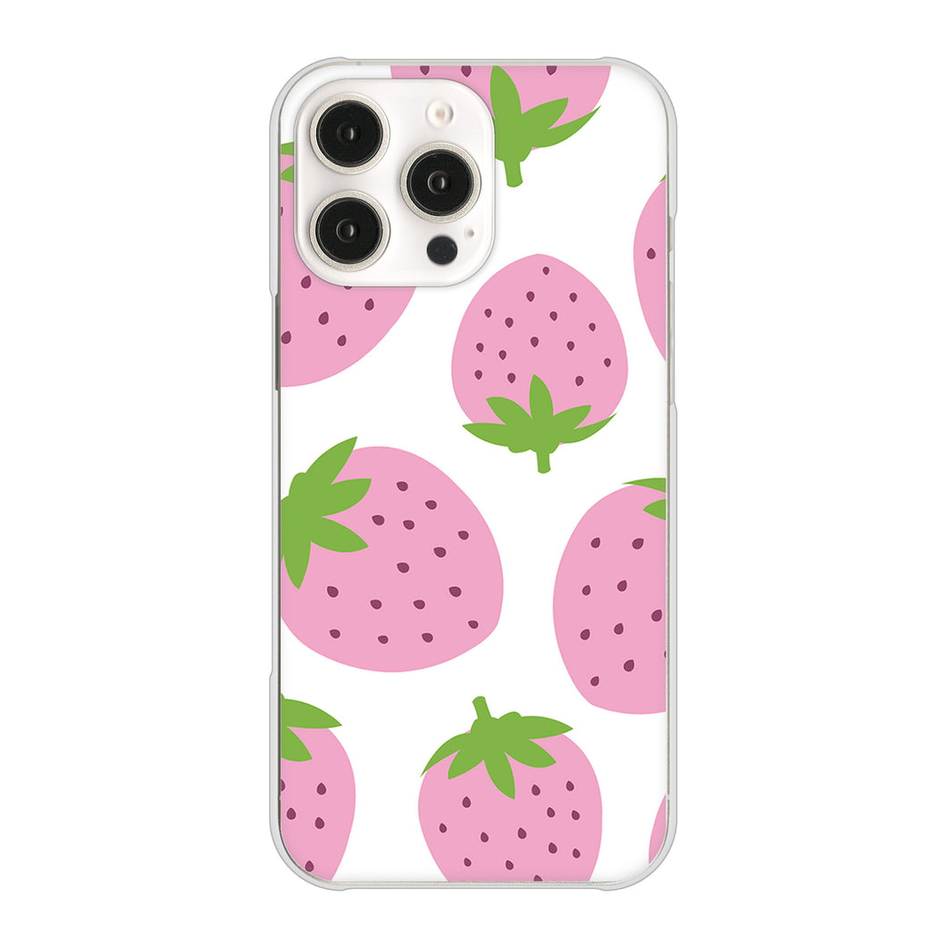 iPhone16 Pro Max 高画質仕上げ 背面印刷 ハードケース大きいイチゴ模様