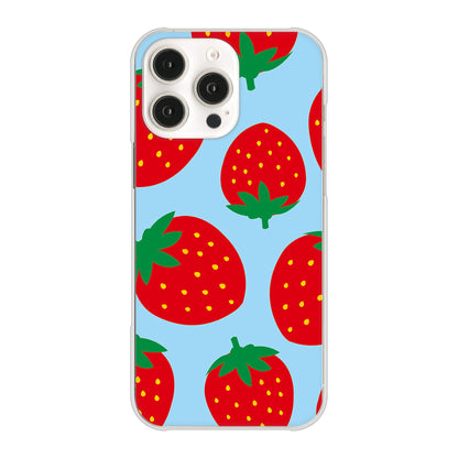 iPhone16 Pro Max 高画質仕上げ 背面印刷 ハードケース大きいイチゴ模様