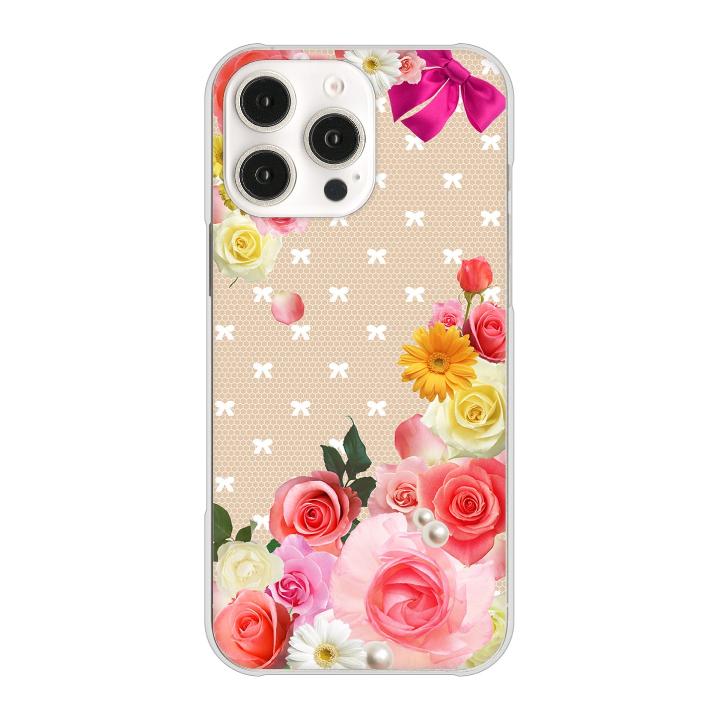 iPhone16 Pro Max 高画質仕上げ 背面印刷 ハードケースロマンチックなバラ