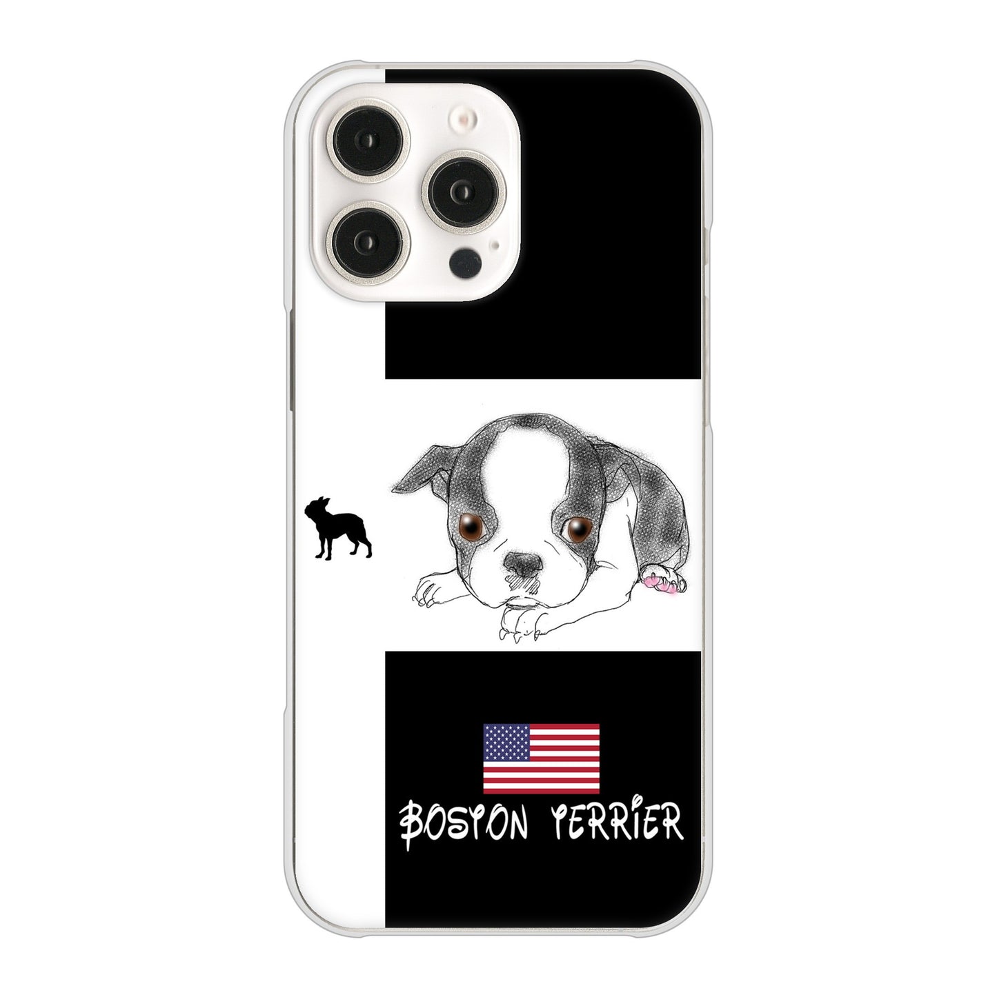 iPhone16 Pro Max 高画質仕上げ 背面印刷 ハードケースボストンテリア