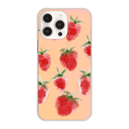 iPhone16 Pro Max 高画質仕上げ 背面印刷 ハードケースイチゴ 水彩