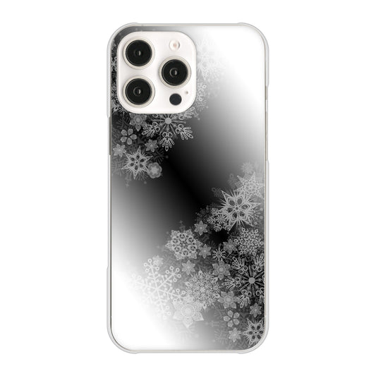 iPhone16 Pro Max 高画質仕上げ 背面印刷 ハードケース 【YJ340 モノトーン 雪の結晶 】