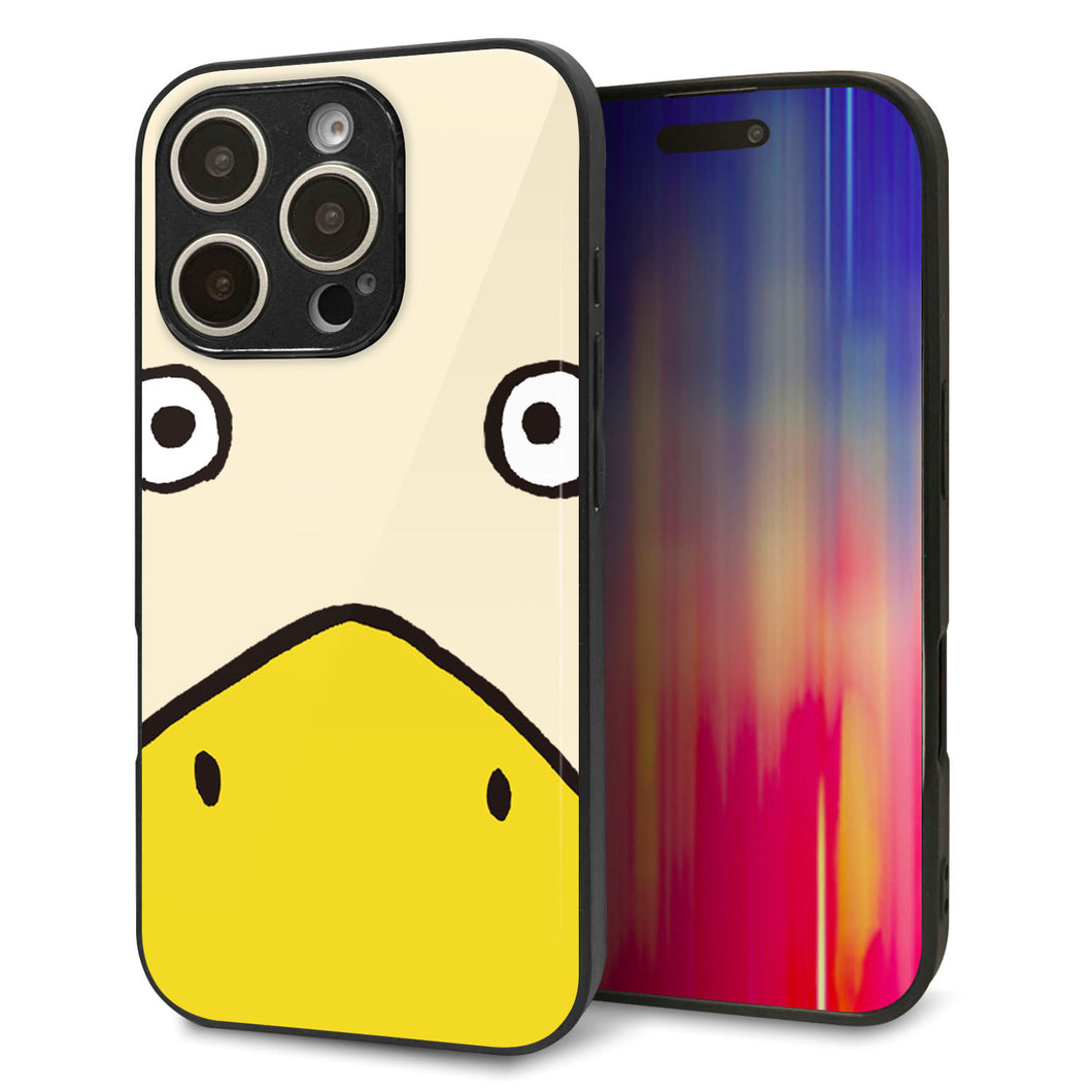 iPhone16 Pro 強化ガラス＆TPUスマホケース ガラプリ【347 あひる】