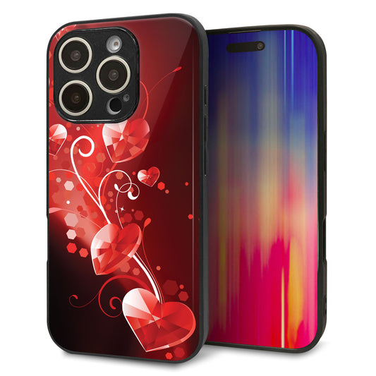 iPhone16 Pro 強化ガラス＆TPUスマホケース ガラプリ【385 クリスタルな恋】