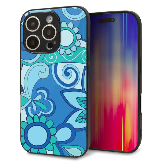 iPhone16 Pro 強化ガラス＆TPUスマホケース ガラプリ【409 ブルーミックス】