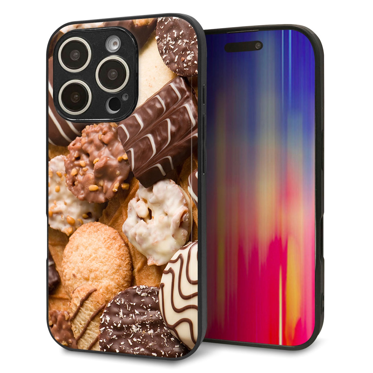 iPhone16 Pro 強化ガラス＆TPUスマホケース ガラプリ【442 クッキー mix】
