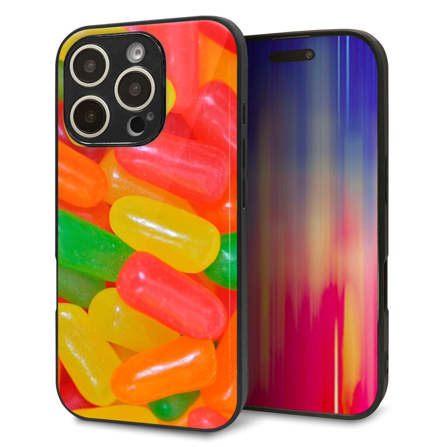 iPhone16 Pro 強化ガラス＆TPUスマホケース ガラプリ【449 ジェリービーンズ】