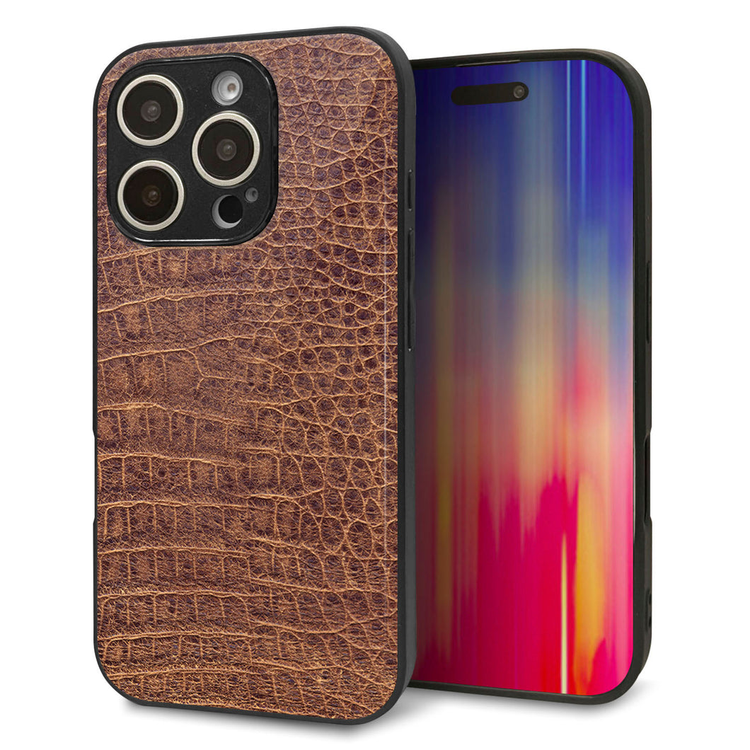iPhone16 Pro 強化ガラス＆TPUスマホケース ガラプリ【463 クロコダイル】