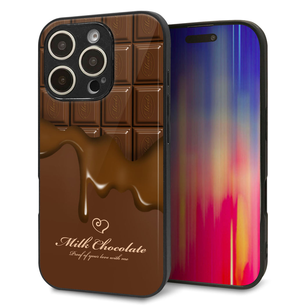 iPhone16 Pro 強化ガラス＆TPUスマホケース ガラプリ【536 板チョコ-ハート】