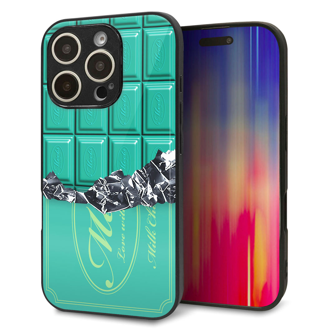 iPhone16 Pro 強化ガラス＆TPUスマホケース ガラプリ【554 板チョコ?ミント】