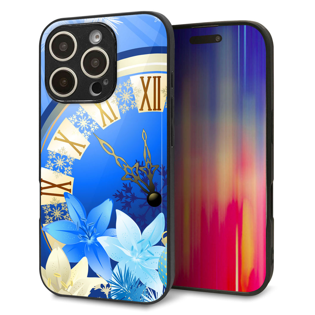 iPhone16 Pro 強化ガラス＆TPUスマホケース ガラプリ【601 静寂なる青い時】