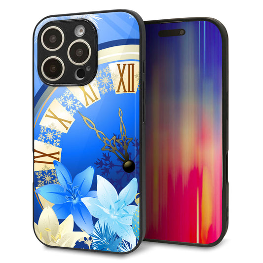 iPhone16 Pro 強化ガラス＆TPUスマホケース ガラプリ【601 静寂なる青い時】